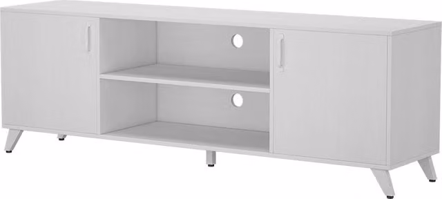 Lowboard Maceio Vicco Bianco con 2 porte e scomparti media, L: 160 cm, P: 54.5 cm, H: 38 cm – 1