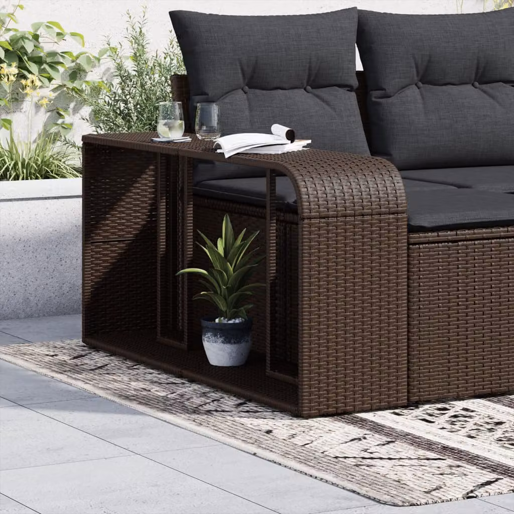 Set di 2 Scaffali Portaoggetti vidaXL in Polyrattan Marrone per Giardino