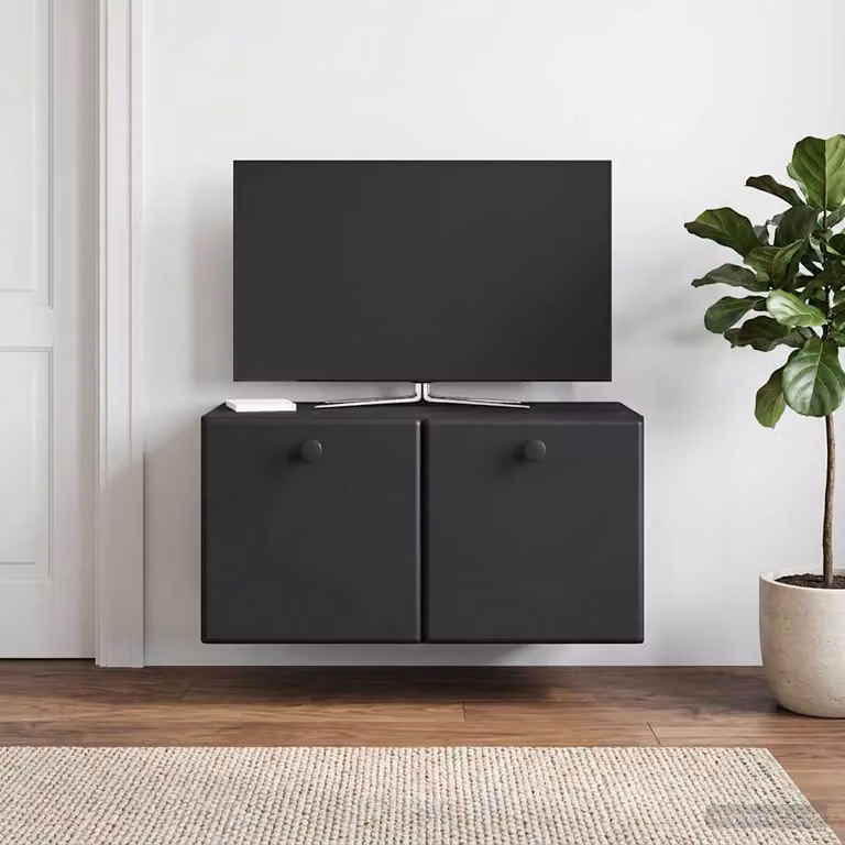 vidaXL Mobile Porta TV da Muro Moderno in MDF Nero L: 59,5 cm, P: 31 cm, H: 30 cm