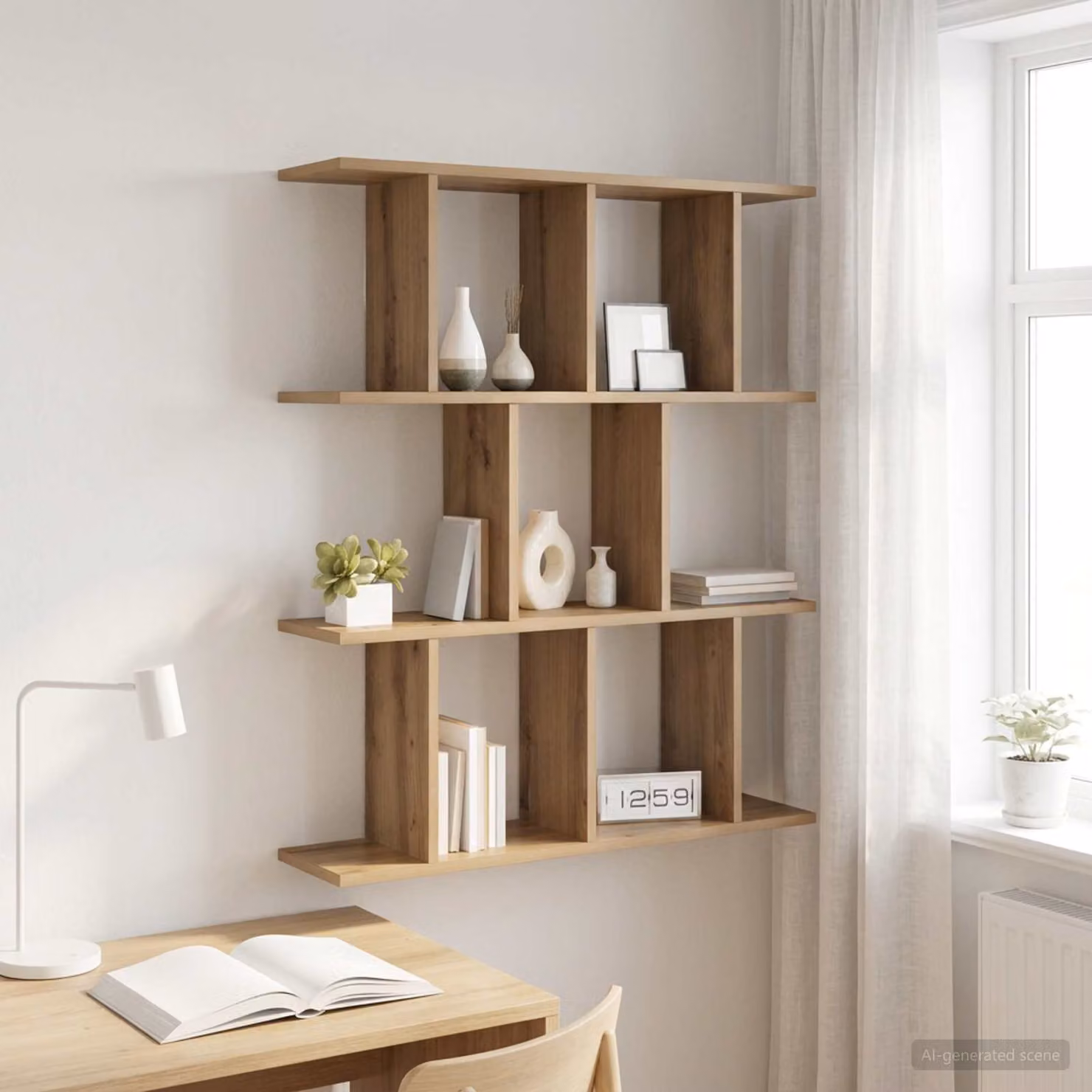 Scaffale da parete vidaXL in legno Rovere Artigianale, Marrone, L: 102 cm, P: 20 cm, H: 96 cm