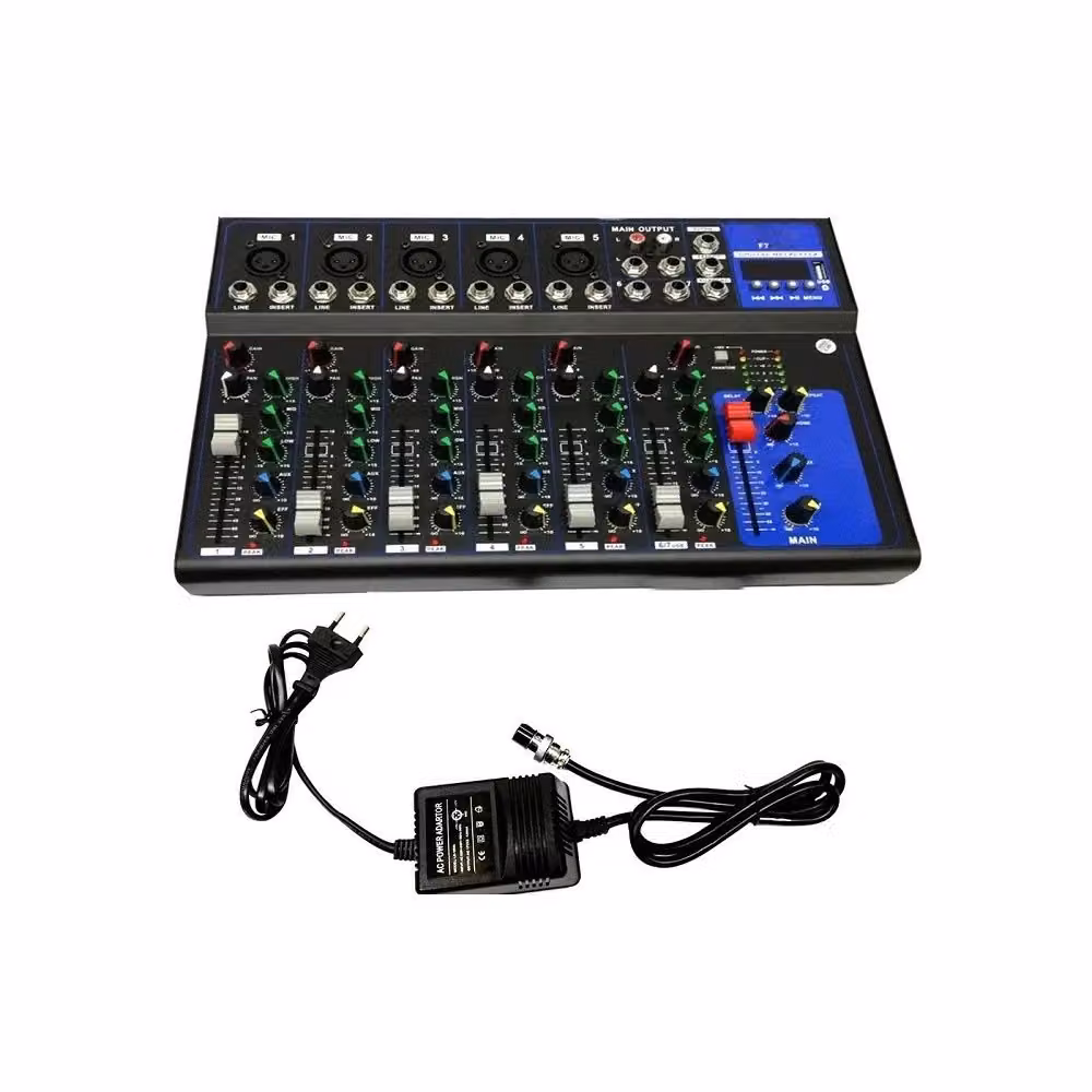 Mixer Audio Professionale Trade Shop Traesio a 7 Canali con USB, Echo-delay per DJ, Karaoke e Pianobar, Nero – 2
