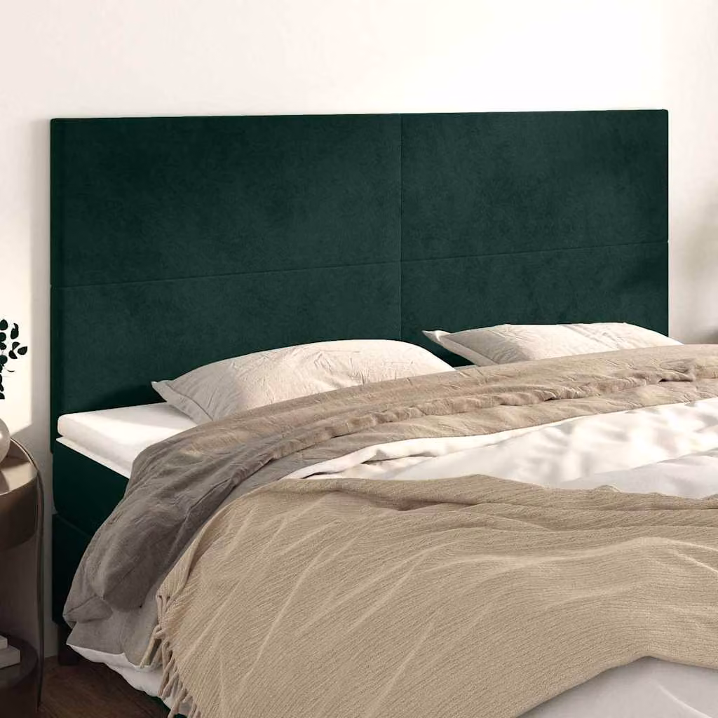 Testiera per letto vidaXL in velluto verde scuro, L: 200 cm, H: 118/128 cm, P: 5 cm