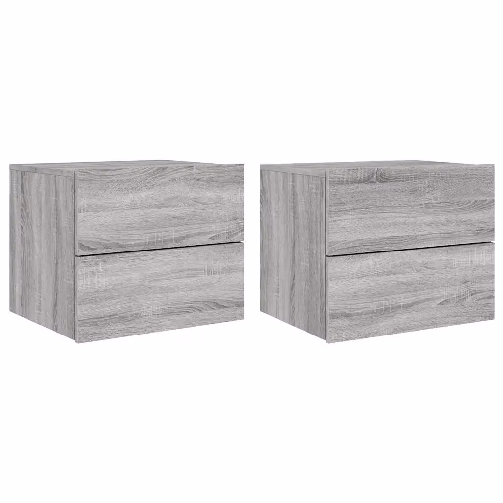 Set di 2 Comodini da Parete Design Mania con Luci LED Integrate Grigio Sonoma – 2