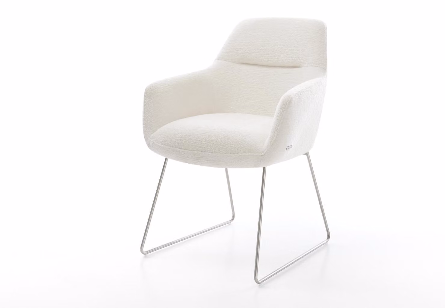 DELIFE Sedia da pranzo Pejo-Flex Bouclé Soft Beige Base a slitta nucleo a molle tascabili in acciaio inox