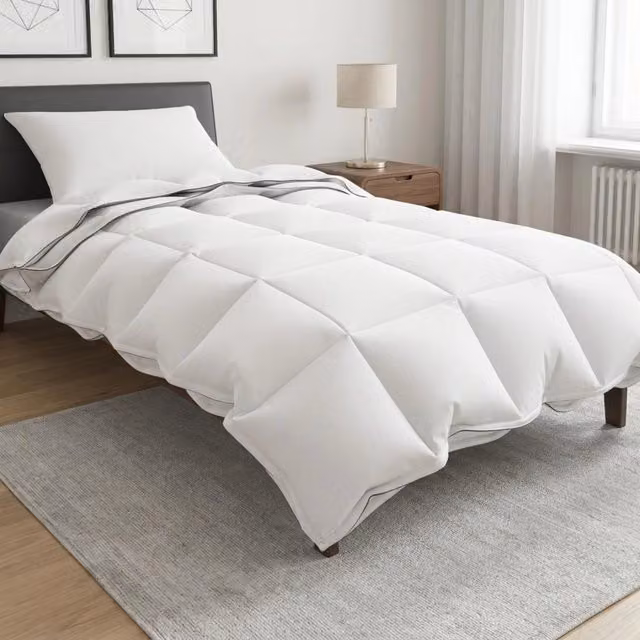 Set di piumoni e cuscini vidaXL bianchi in cotone, bambù e poliestere, L 135 x P 200 cm – 1