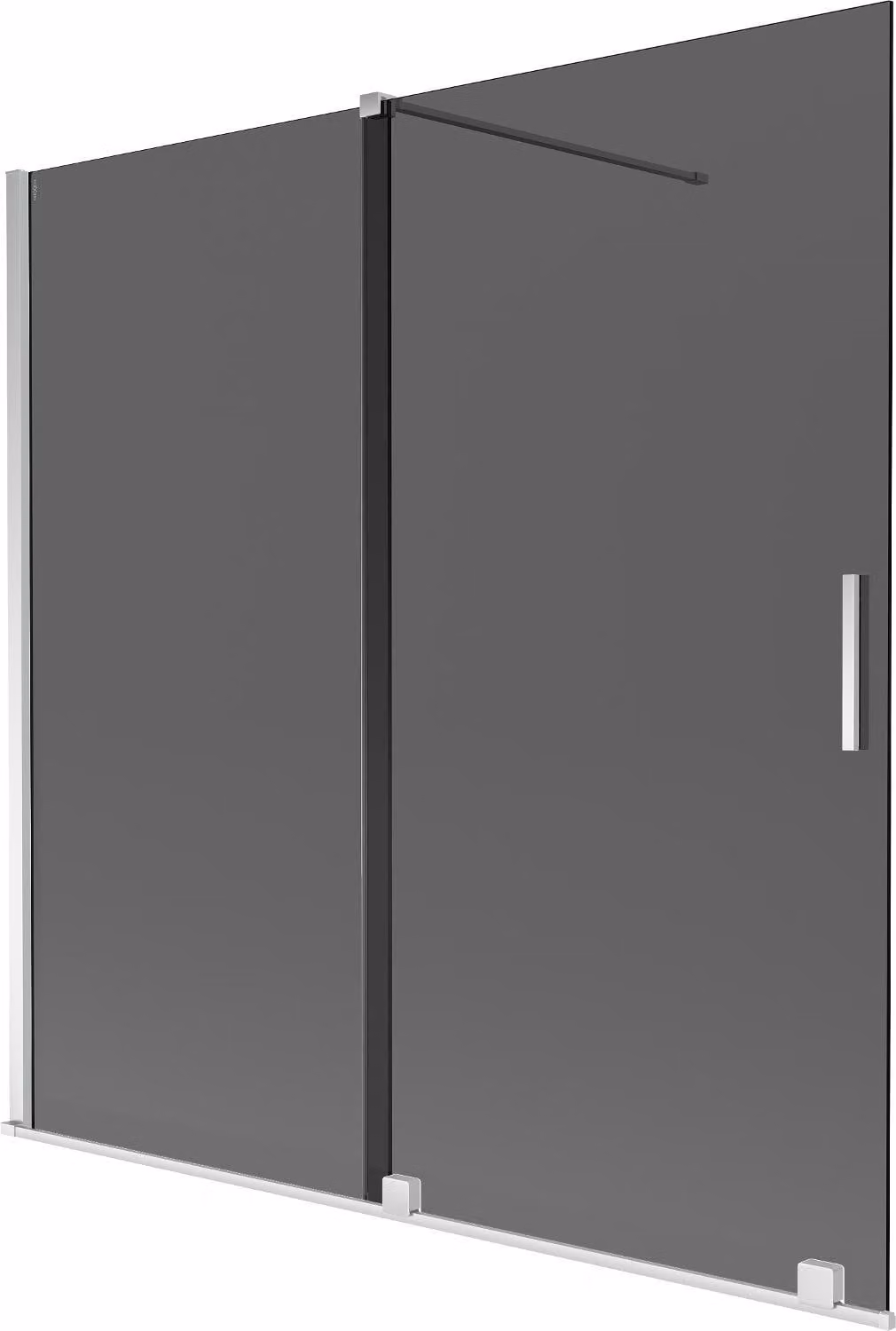 Mexen Velar paratia per vasca da bagno a 2 ante scorrevoli 160 x 150 cm, grafite, cromo - 896-160-000-41-01