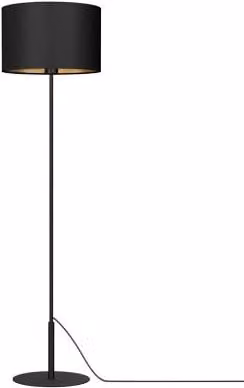 Lampada da terra moderna Luminex Arden nera e oro con paralume cilindrico in tessuto, attacco E27, dimmabile, Altezza: 150 cm