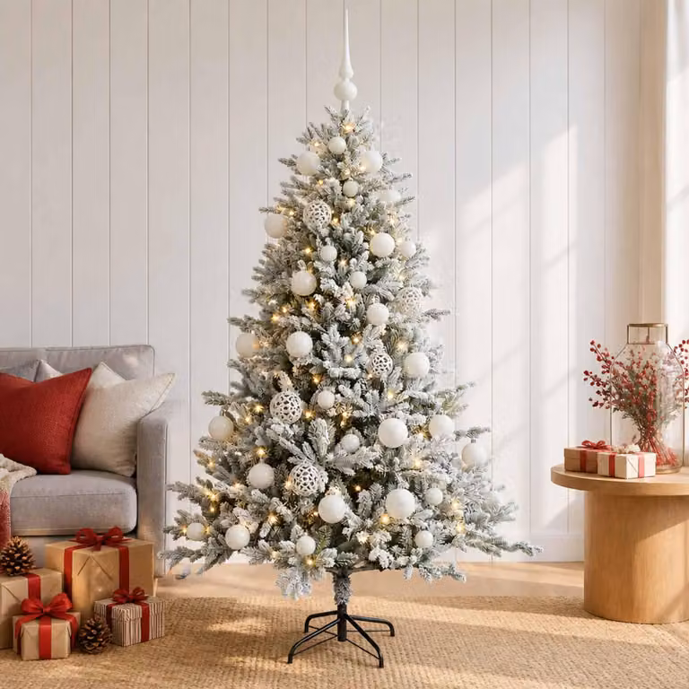Albero di Natale artificiale con decorazioni a sfera, altezza 120 cm, 150 luci LED
