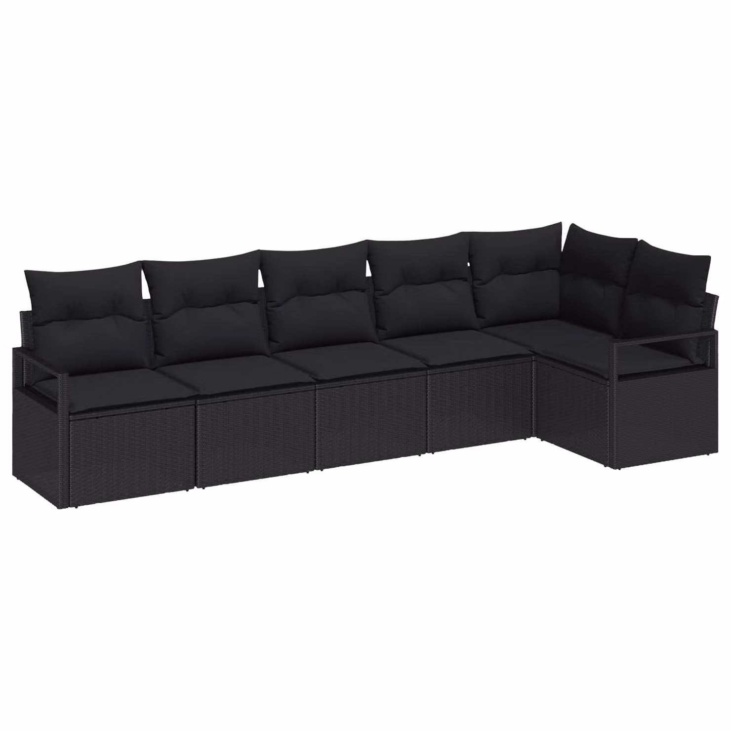 Set di divani da giardino vidaXL a forma di L composto da 6 pezzi in rattan nero con cuscini inclusi e struttura in acciaio verniciato a polvere – 1