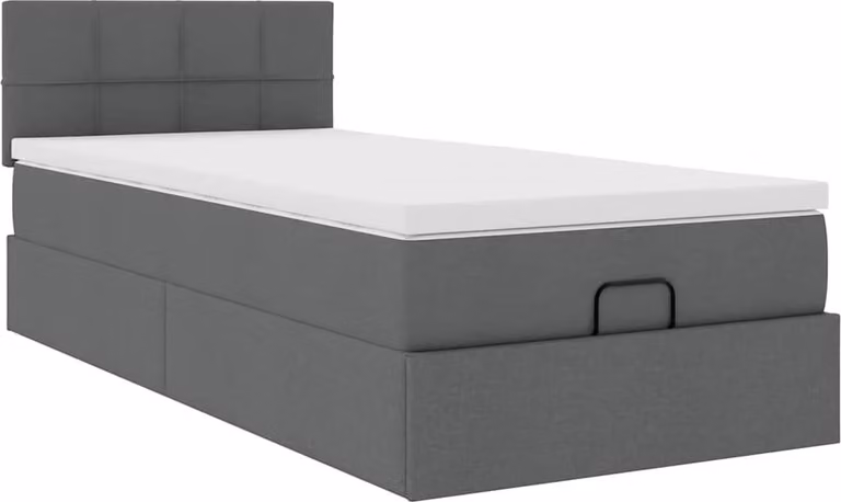 Pouf Letto con Materasso Grigio Scuro 90x200 cm in Tessuto