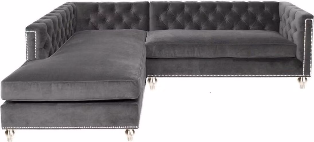 Ecksofa Wohnlandschaft Couch Eckgarnitur Polster Samt Stoff Möbel Design Grau