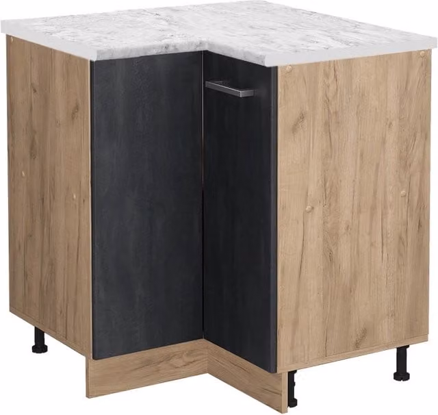 Mobile ad angolo cucina R-Line Calce nera/Rovere dorato 75.6 cm PL Marmo Vicco