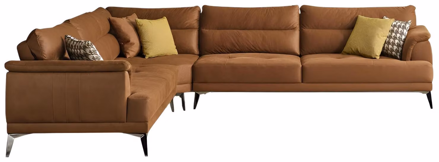 Divano ad angolo moderno marrone Divano ad angolo di design Comodo Minimalista In tessuto