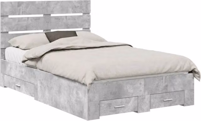 Letto matrimoniale | Letto per adulti | Struttura del letto con cassetto Grigio cemento 135 x 190 cm