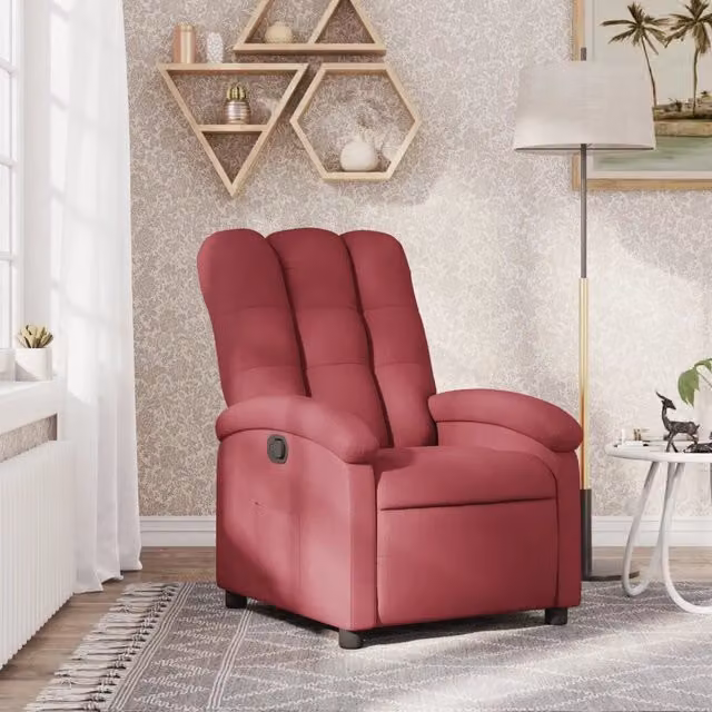 Poltrona Reclinabile Relax vidaXL in Tessuto Rosso con Braccioli e Reclinazione Manuale