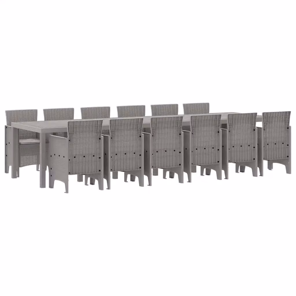 Set da pranzo per giardino e terrazza vidaXL in polyrattan grigio, 13 pezzi – 2