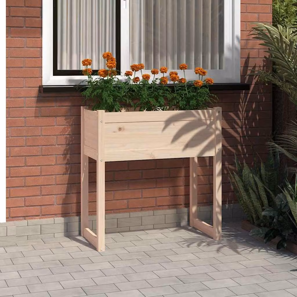 Fioriera rialzata vidaXL in legno di pino color beige L: 78 cm, P: 40 cm, H: 81 cm
