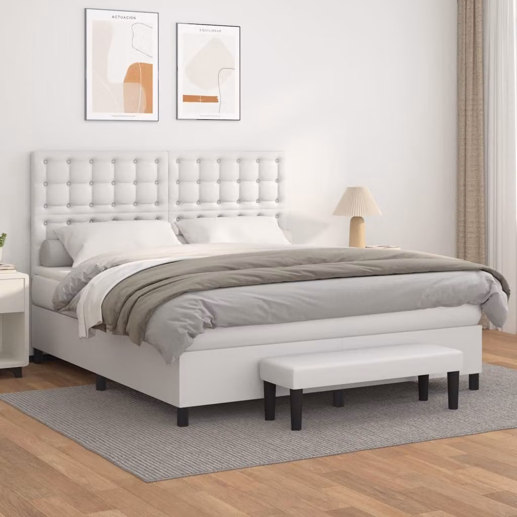 Maison Exclusive - Letto boxspring con materasso bianco 180x200 cm in ecopelle