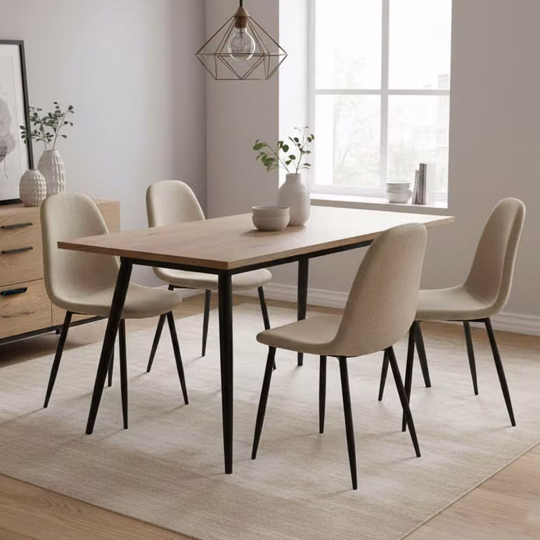 Dmora set di Sedie Zambrone Beige, 4 Sedie Imbottito