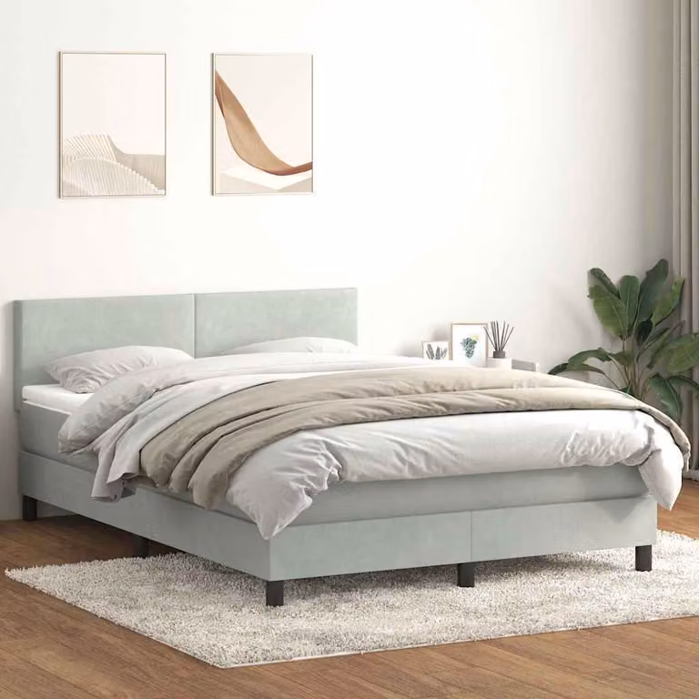 Maison Exclusive - Letto a Molle con Materasso e LED Grigio Chiaro 160x210cm Velluto
