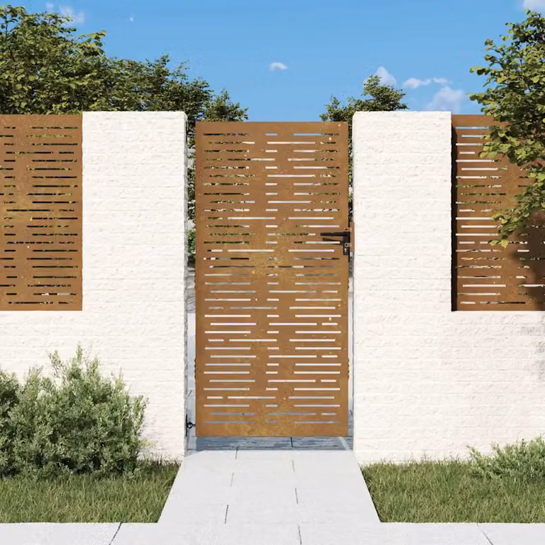 Cancello da giardino vidaXL in acciaio color marrone con design quadrato L: 85 cm, H: 200 cm