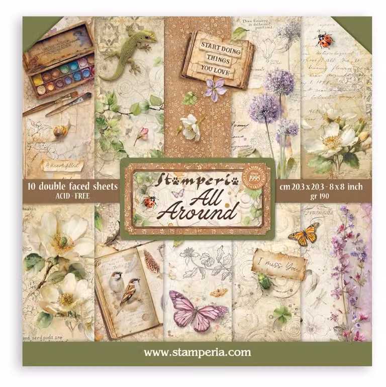 Blocco di carta 20,3x20,3 cm, fronte e retro, privo di acidi, ideale per scrapbooking