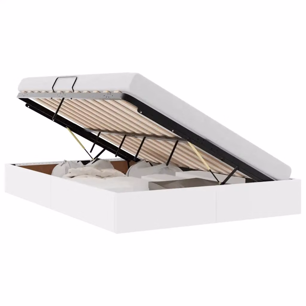Letto ottomano moderno vidaXL in pelle sintetica bianco, L/P/H: 140 x 200 x 28 cm – 2