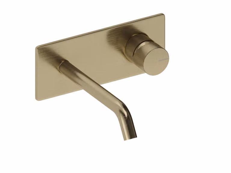 SANYCCES LOOP K ColdOpen Rubinetto lavabo da incasso a parete con sporgenza di 18 cm, oro spazzolato