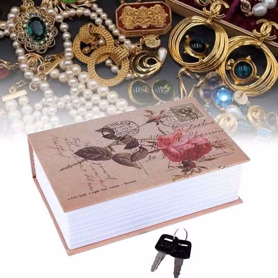 Cassaforte portatile con 2 chiavi – Nascondiglio segreto per contanti, gioielli e documenti – Scatola sicura per oggetti di valore.