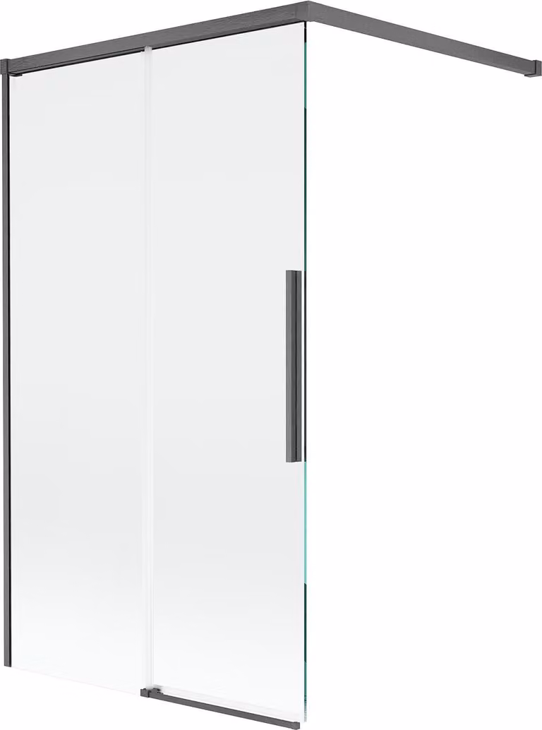 Mexen Rox paratia per vasca da bagno a 2 ante scorrevoli 100 x 150 cm, trasparente, grigio canna di fucile spazzolato
