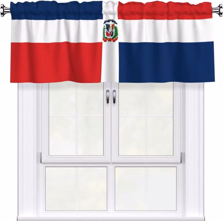 Tenda a volant con motivo della Repubblica Dominicana, dimensioni 137,2 x 45,7 cm, facile da installare, ideale per decorare finestre in cucine, camere da letto e altri ambienti