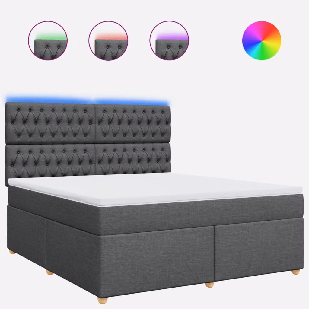 Giroletto a Molle con Materasso Grigio Scuro 180x200 cm Tessuto