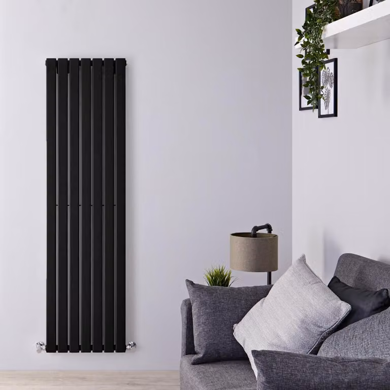 Radiatore di Design Verticale Nero - 1780mm x 490mm - Pannello Singolo - Delta