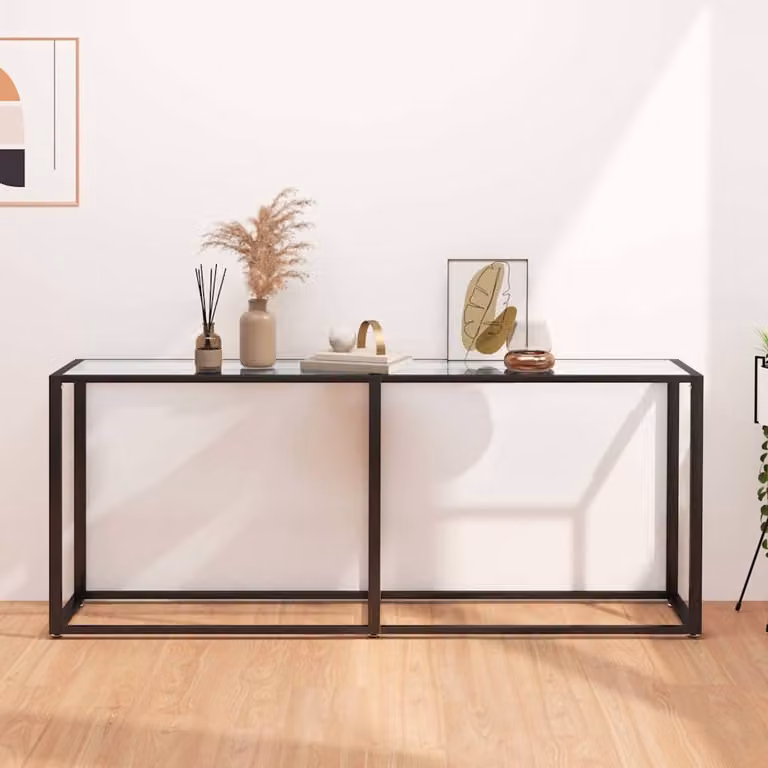 vidaXL Tavolo Consolle Moderno in Vetro Temperato Trasparente L: 180 cm, P: 35 cm, H: 75,5 cm