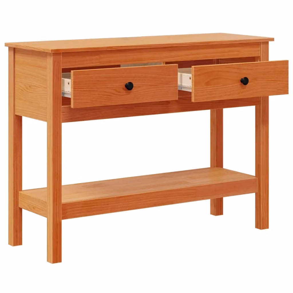 Tavolo consolle moderno vidaXL in legno di pino marrone cerato L: 100 cm, P: 35 cm, H: 75 cm – 2