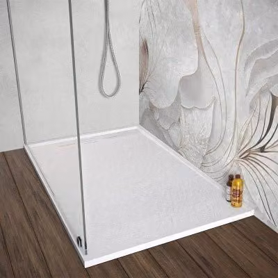 Piatto doccia rettangolare Argo in resina bianco pietra con canalina lineare e superficie antiscivolo L: 100 cm, P: 70 cm