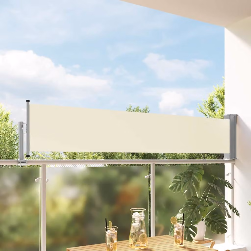 Tenda Laterale Retrattile vidaXL per Patio in Poliestere e Acciaio, L: 300 cm, H: 60 cm, Colore Beige