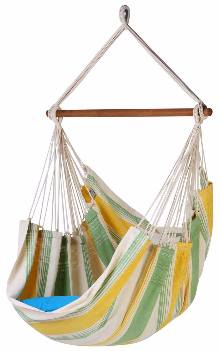 MacaMex Relaxa Fresco sedia sospesa verde cotone, giallo sedia sospesa