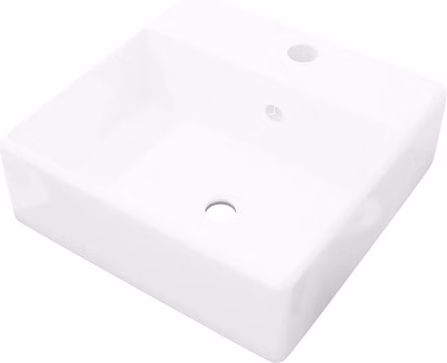 Lavabo da bagno quadrato di lusso con troppopieno 41 x 41 cm ceramica bianca 02_0002485