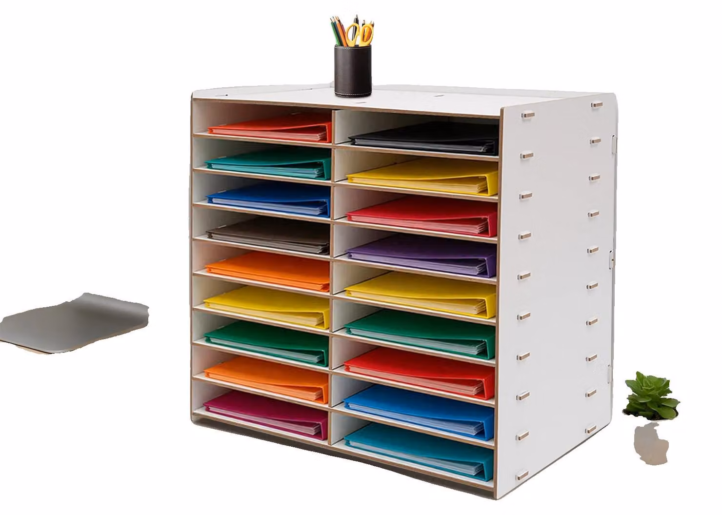 Organizzatore di documenti, 9 livelli, 18 scomparti, 51,8 x 33,0 cm, realizzato in pannello di fibra ad alta densità, capacità di carico 4 kg