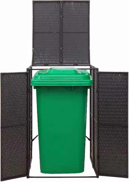 Copribidone Singolo vidaXL in Polyrattan Nero L/P/H: 70 x 80 x 117 cm – 1