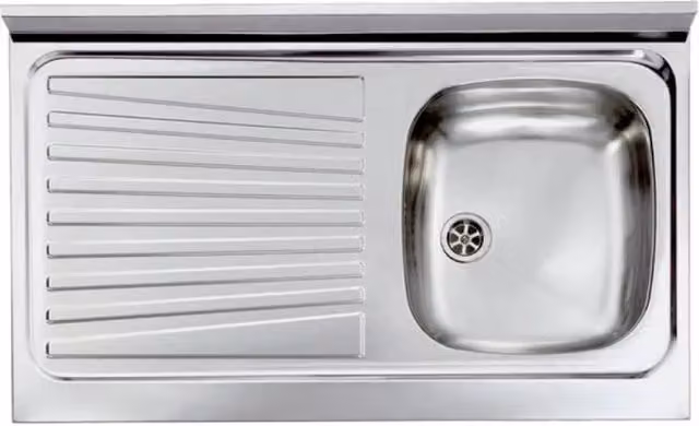 Lavello da cucina da appoggio HID argento L: 100 cm, P: 50 cm, H: 15 cm con vasca a destra