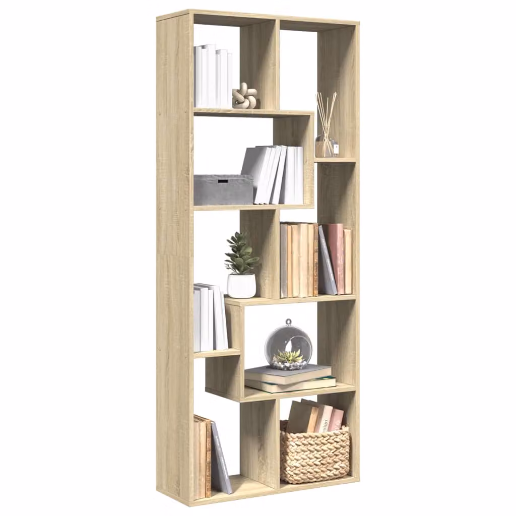 Libreria Divisorio vidaXL in Rovere Sonoma, Design Moderno e Geometrico, L: 67 cm, P: 25 cm, H: 161,5 cm