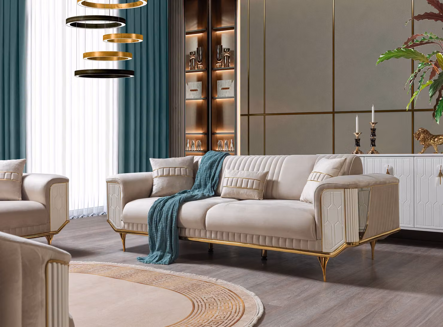 Blaues Sofa Wohnzimmer Sofa 3er Couchen Designer Couch Polster Sofas Textil