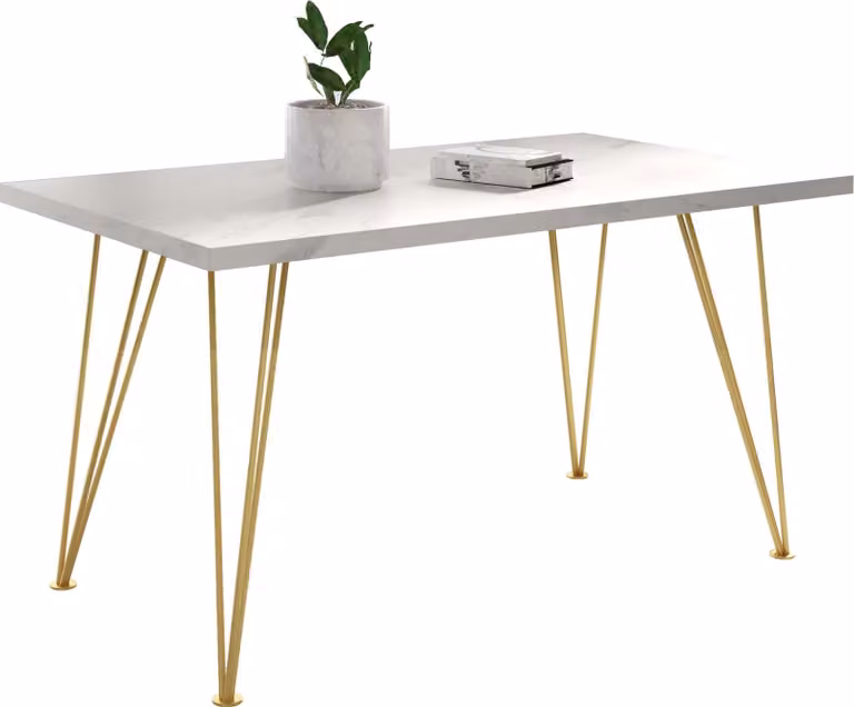Tavolo da pranzo FURNLUX rosa bianco 80cm / Colore principale: Bianco / Dimensioni: 80 x 76 x 220 cm