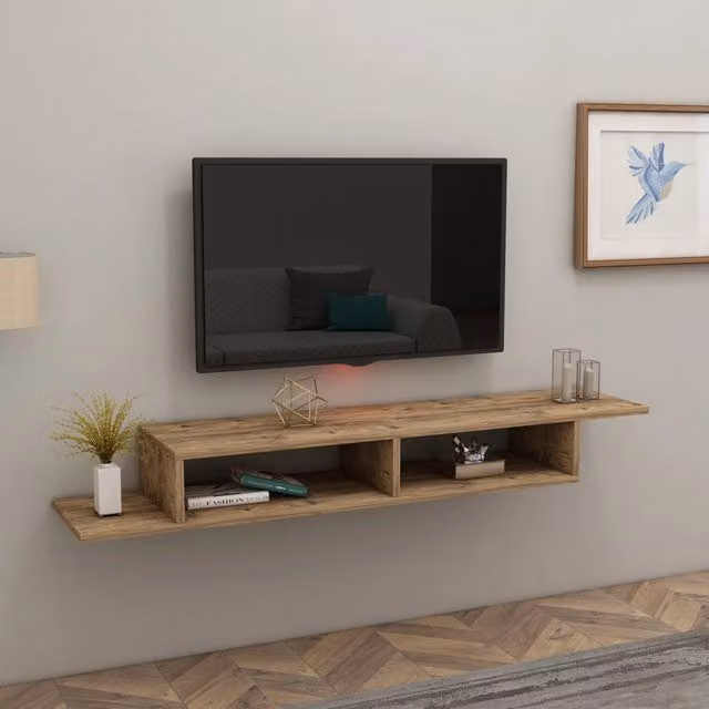 Mobile porta TV Ivrea DMORA con 2 vani, Marrone Rovere, L 120 x P 30 x H 18 cm – 1