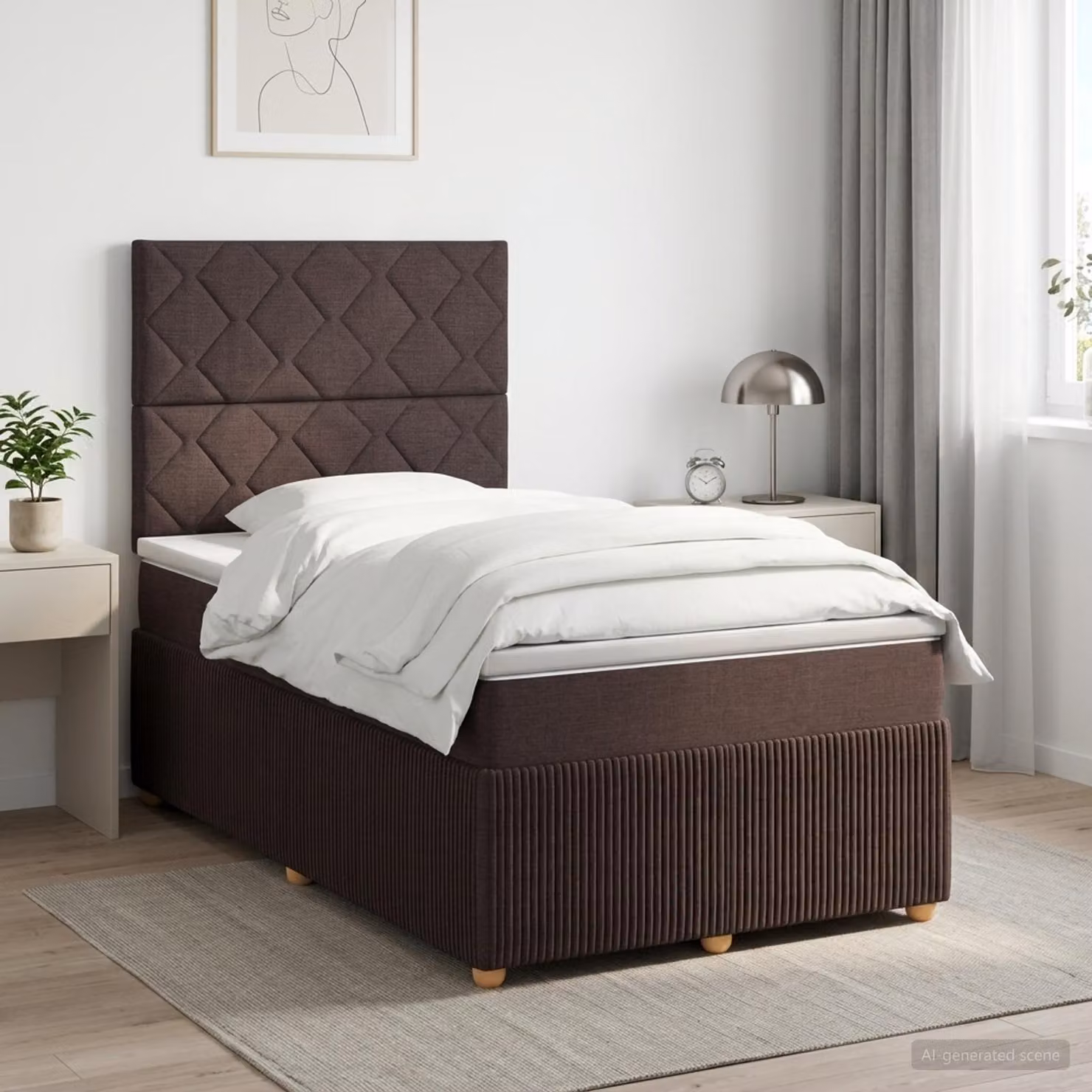 vidaXL Letto box spring con materasso a molle insacchettate, Marrone e Bianco, L/P/H: 200 x 120 x 76,5 cm