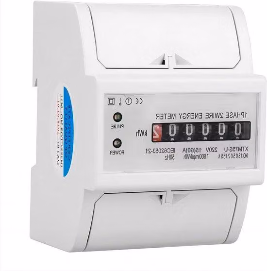 Contatore elettrico doppio da 220 V a 4 poli per montaggio su guida DIN