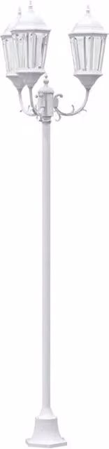 Lampada da giardino vintage HELLOSHOP26 in alluminio e vetro bianco, L 57 cm x P 49 cm x H 241 cm