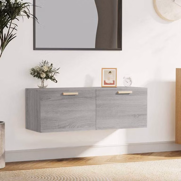 Pensile Mobile vidaXL Grigio Sonoma in Legno Multistrato e MDF L: 100 cm, P: 36,5 cm, H: 35 cm